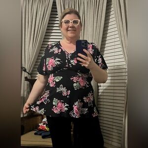 Black floral top from Torrid size 2